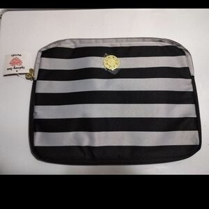 Syndey LOVE Black and Gray Striped Pouch